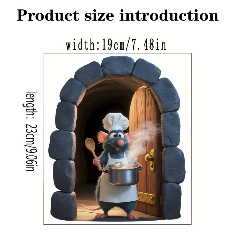 1pc Cute Little Mouse Sticker Kitchen Chef Wall Decoration Living Room Bedroom Kitchen Wall Sticker Home Decoration Accessories