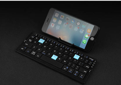 BOW Mini Folding Bluetooth Keyboard Wireless Keypad Support3 Devices With Stand Rechargeable Foldable Keyboard for Phone Tablet