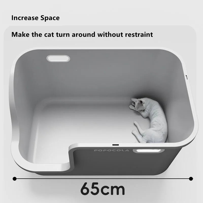 Large Cat Litter Boxes Corridor Style Design Enclosed Litter Tray Odor Splash-Proof Kitten Toilet Convenient Lid Pet Clean