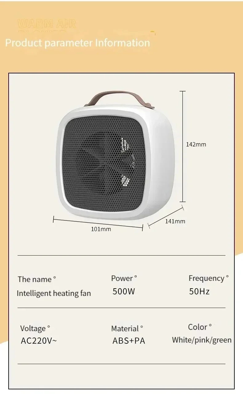 Xiaomi Mini Portable Heaters Desktop Mutes Fast Heating Warmer Fan 500W PTC-Ceramic Warm Air Heaters for Indoor Office Winter