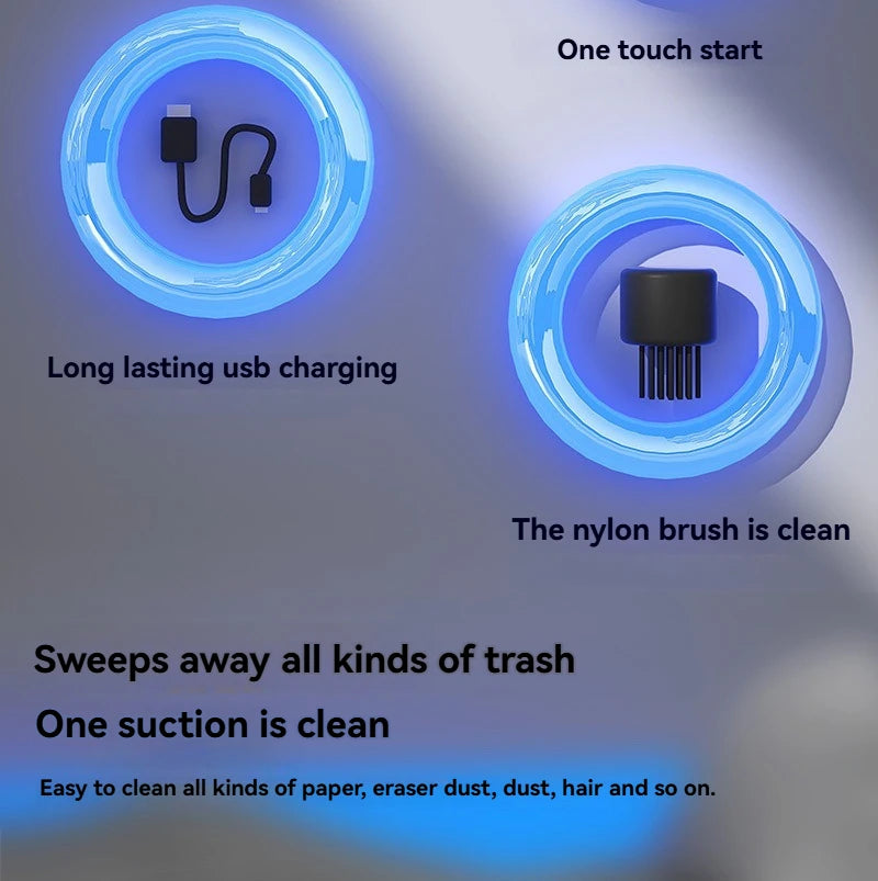 Vacuum Cleaner Desktop Mini Rechargeable-Car Vacuum & Automatic Rubber Shavings & Keyboard Dust Extractor for Portable Cleaning