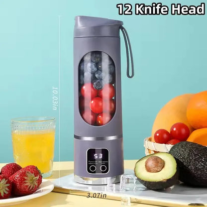 2025 New Household Charging MINI Crushed Ice Electric Juicer Powerful Motor 450ML Large Capacity Digital Display Juice Cup