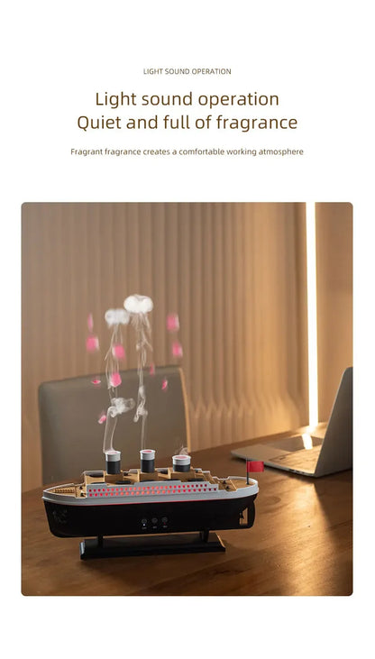 Titanic Ship Model Air Humidifier Remote Control Home 250ml Essential Oil Jellyfish Smoke Ring Spray Aroma Diffuser Humidifiers