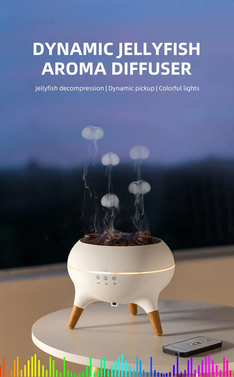 Dynamic multi-spray aromatherapy machine, desktop flame humidifier, household smoke ring jellyfish spray humidifier