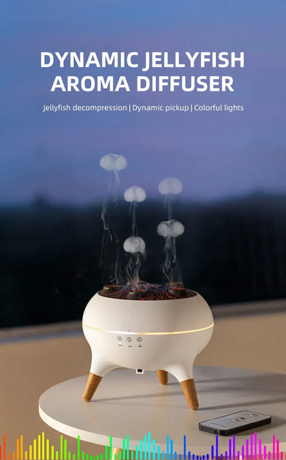 Dynamic multi-spray aromatherapy machine, desktop flame humidifier, household smoke ring jellyfish spray humidifier