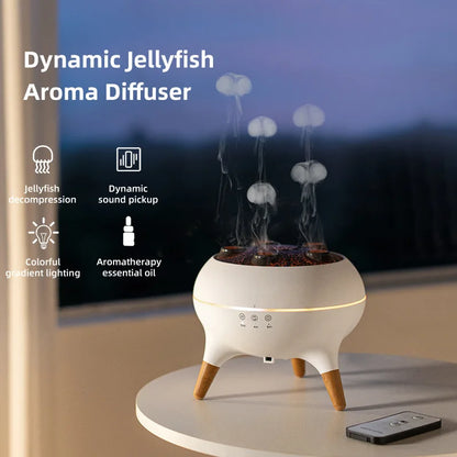 Dynamic multi-spray aromatherapy machine, desktop flame humidifier, household smoke ring jellyfish spray humidifier