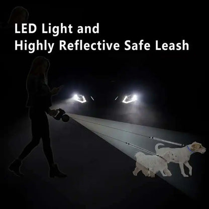 Auto Retractable Double-Ended Dog Leash 3m with LED Flashlight Waste Bag Box Roulette 360 Degree Dual Traction Rope Pet Supplies