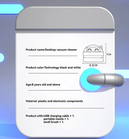Vacuum Cleaner Desktop Mini Rechargeable-Car Vacuum & Automatic Rubber Shavings & Keyboard Dust Extractor for Portable Cleaning