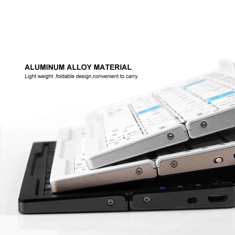 BOW Mini Folding Bluetooth Keyboard Wireless Keypad Support3 Devices With Stand Rechargeable Foldable Keyboard for Phone Tablet