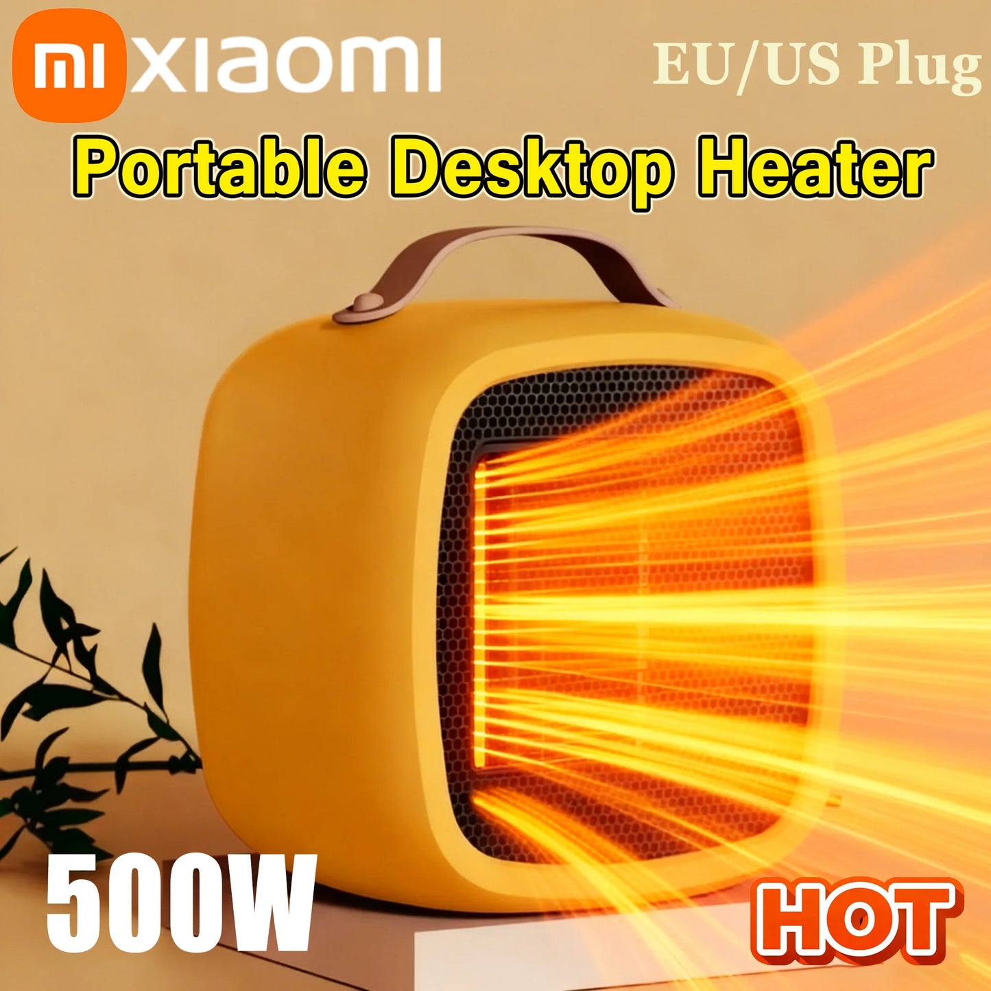 Xiaomi Mini Portable Heaters Desktop Mutes Fast Heating Warmer Fan 500W PTC-Ceramic Warm Air Heaters for Indoor Office Winter