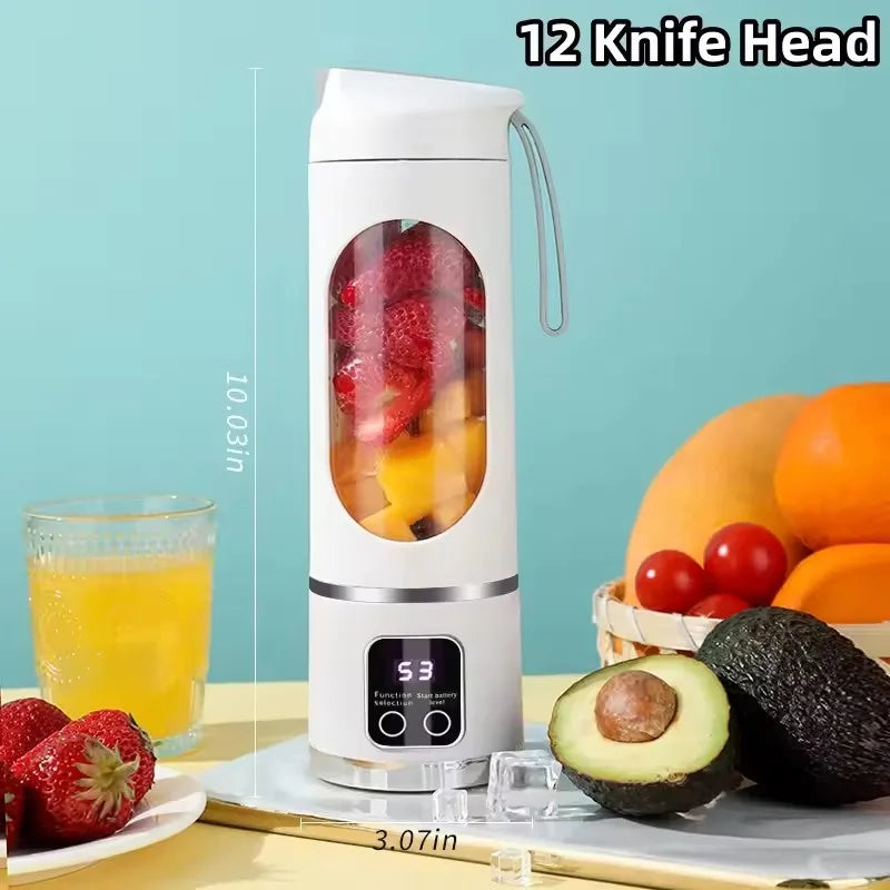 2025 New Household Charging MINI Crushed Ice Electric Juicer Powerful Motor 450ML Large Capacity Digital Display Juice Cup