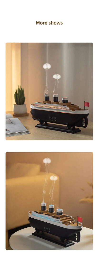 Titanic Ship Model Air Humidifier Remote Control Home 250ml Essential Oil Jellyfish Smoke Ring Spray Aroma Diffuser Humidifiers