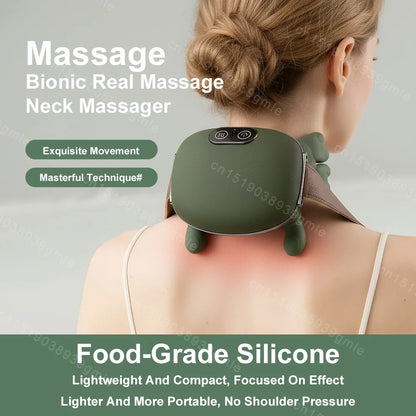 Electric Neck Shoulder Bionic Massager Kneading for Cervical Spine Back Pain Relief Muscles Relax Trapezius Neck Massager