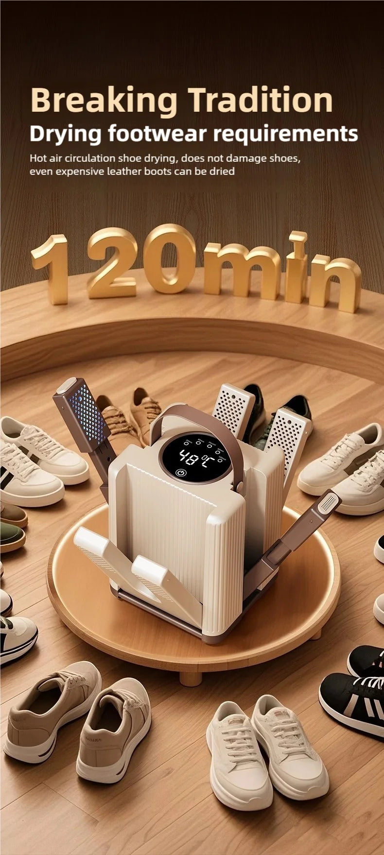 TINSOL New Six-Arm Folding Telescopic Shoe Dryer 220V Winter Deodorization Dehumidification Sterilization Shoe Dryer Socks Dryer