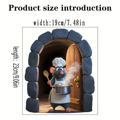 1pc Cute Little Mouse Sticker Kitchen Chef Wall Decoration Living Room Bedroom Kitchen Wall Sticker Home Decoration Accessories