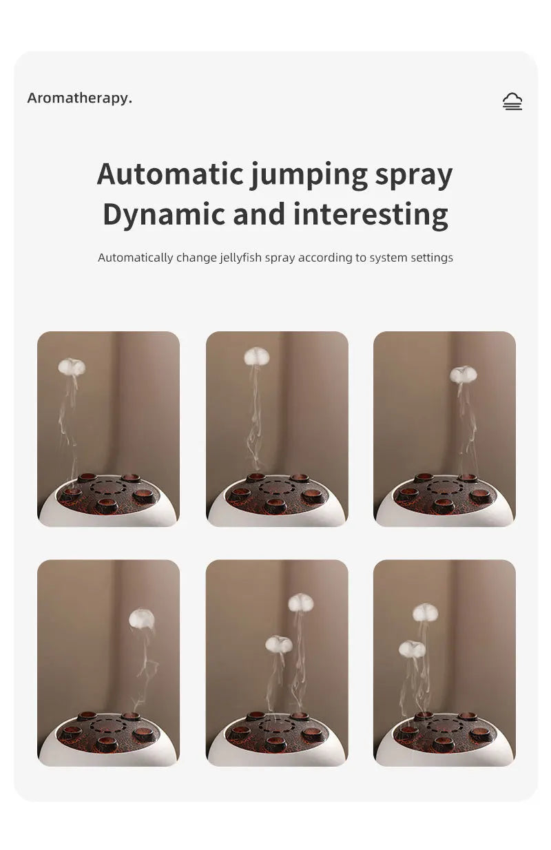 Dynamic multi-spray aromatherapy machine, desktop flame humidifier, household smoke ring jellyfish spray humidifier