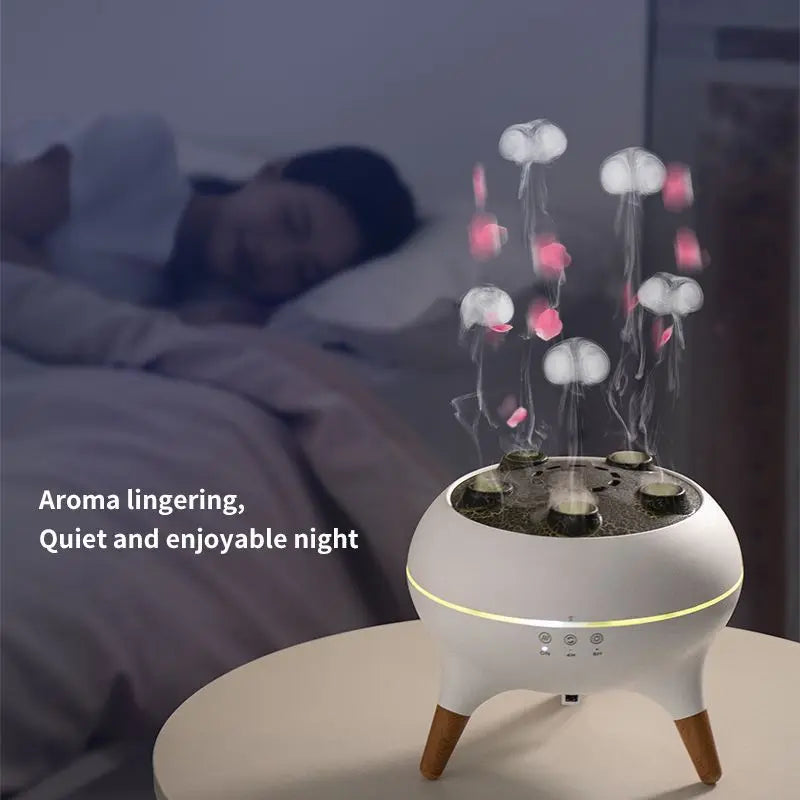 Dynamic multi-spray aromatherapy machine, desktop flame humidifier, household smoke ring jellyfish spray humidifier