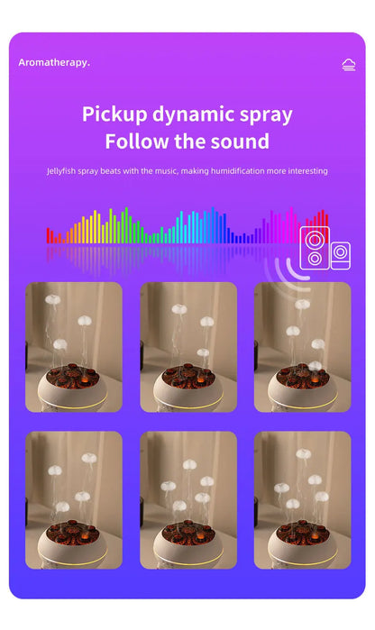 Dynamic multi-spray aromatherapy machine, desktop flame humidifier, household smoke ring jellyfish spray humidifier