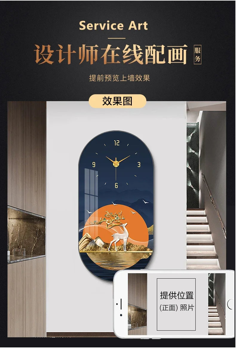 Nordic luxury Wall Clock Living Room Household Fashion Restaurant Decorative Painting Creative Wall Hanging Silent Clock