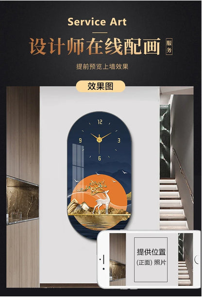 Nordic luxury Wall Clock Living Room Household Fashion Restaurant Decorative Painting Creative Wall Hanging Silent Clock
