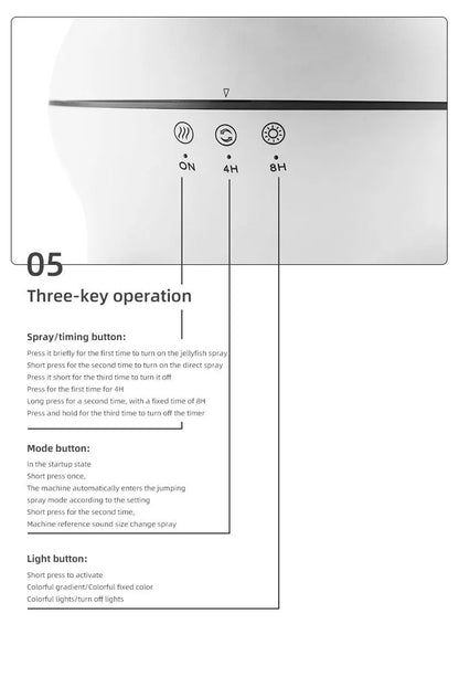 Dynamic multi-spray aromatherapy machine, desktop flame humidifier, household smoke ring jellyfish spray humidifier