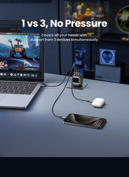 UGREEN 65W GaN Charger Uno Robot Design Quick Charge 4.0 3.0 PPS PD Fast Charger for iPhone 17 16 15 Pro Macbook  Laptop Tablet