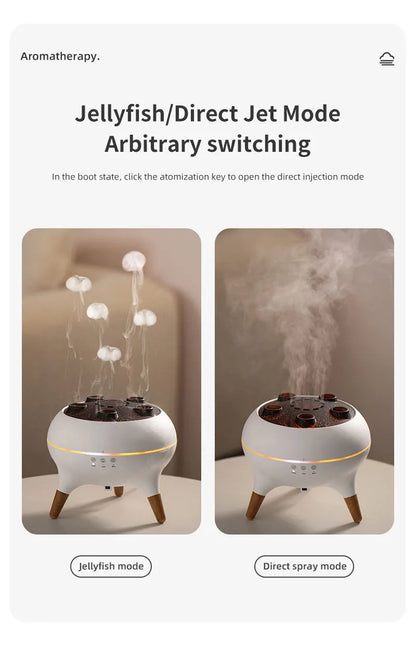 Dynamic multi-spray aromatherapy machine, desktop flame humidifier, household smoke ring jellyfish spray humidifier