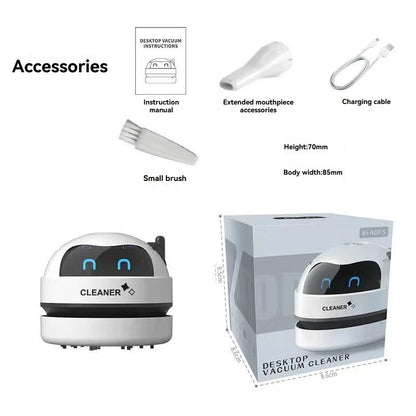 Vacuum Cleaner Desktop Mini Rechargeable-Car Vacuum & Automatic Rubber Shavings & Keyboard Dust Extractor for Portable Cleaning