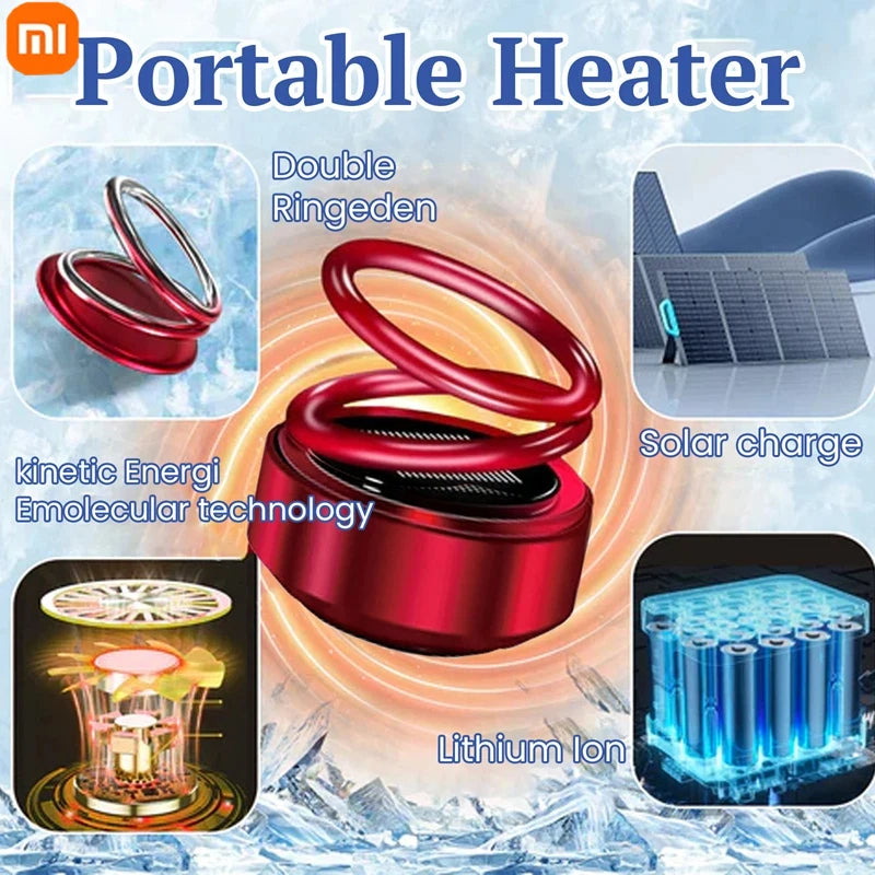 Xiaomi Portable Molecular Heater Double Ring Rotating Solar Powered Windshield Defroster Car Perfume Diffuser Molecular Heater
