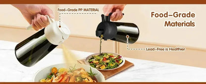 470ML Light-Blocking Dark Oil Sprayer for Cooking 2 in 1 Olive Oil Dispenser Bottle for Kitchen Dark Green Glass Oil Bottle