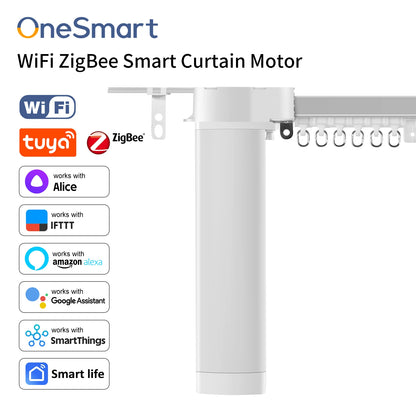 OneSmart Tuya Smart Life Wifi Zigbee Electric Smart Curtains Drive Motor Rail Rod Track System Support Google Assistant Alexa