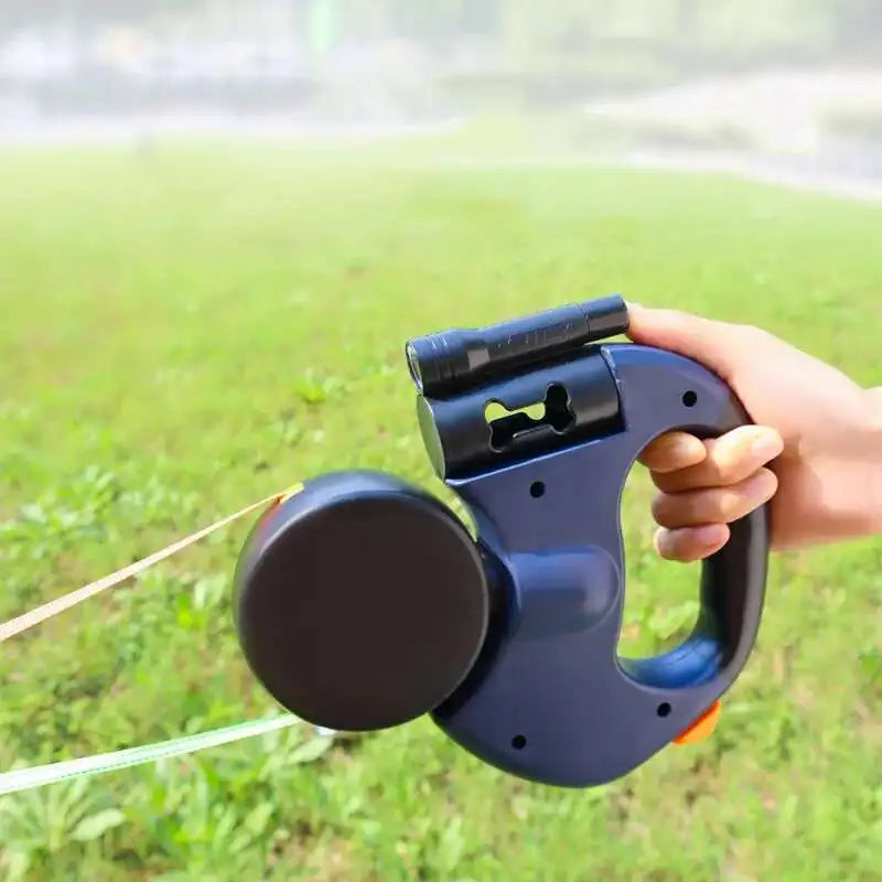 Auto Retractable Double-Ended Dog Leash 3m with LED Flashlight Waste Bag Box Roulette 360 Degree Dual Traction Rope Pet Supplies