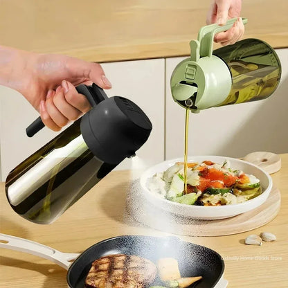 470ML Light-Blocking Dark Oil Sprayer for Cooking 2 in 1 Olive Oil Dispenser Bottle for Kitchen Dark Green Glass Oil Bottle