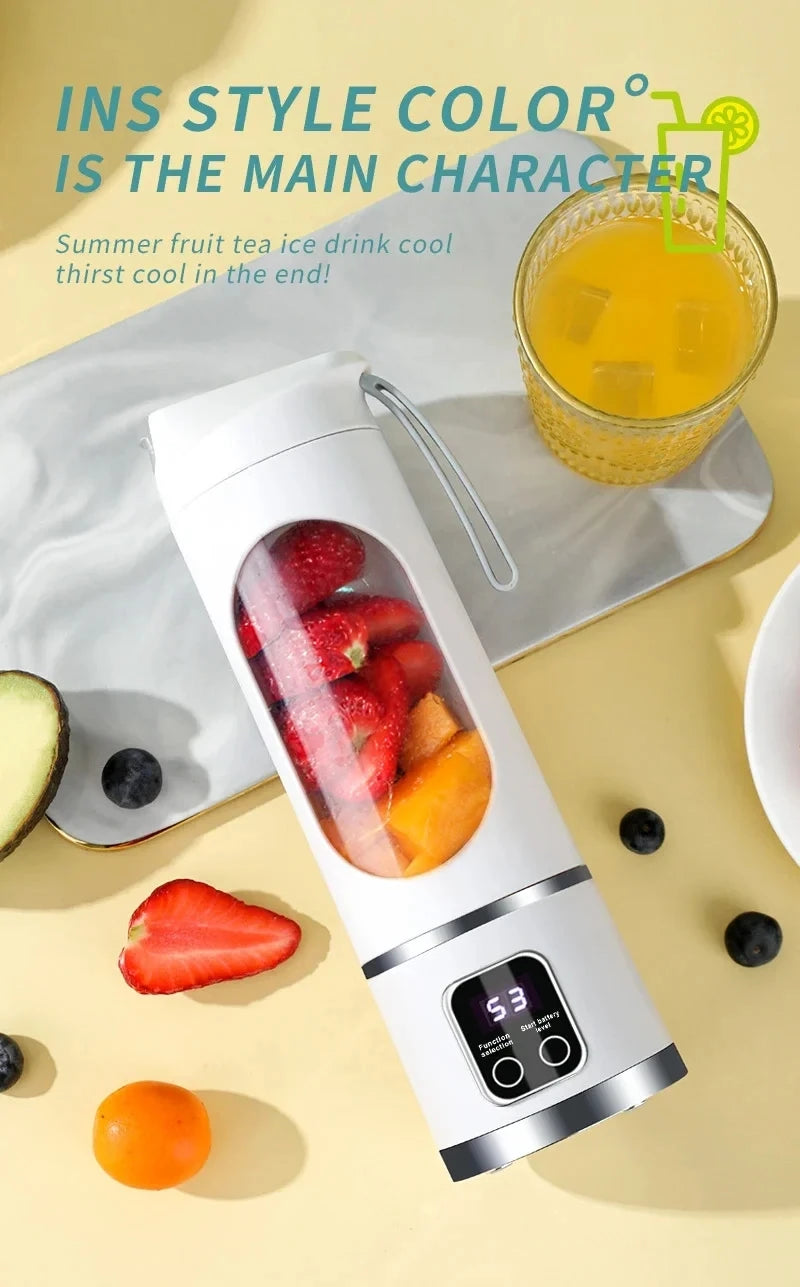 2025 New Household Charging MINI Crushed Ice Electric Juicer Powerful Motor 450ML Large Capacity Digital Display Juice Cup