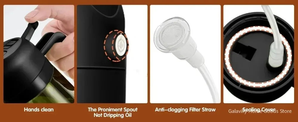 470ML Light-Blocking Dark Oil Sprayer for Cooking 2 in 1 Olive Oil Dispenser Bottle for Kitchen Dark Green Glass Oil Bottle