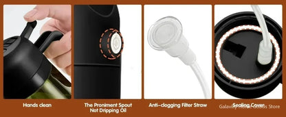 470ML Light-Blocking Dark Oil Sprayer for Cooking 2 in 1 Olive Oil Dispenser Bottle for Kitchen Dark Green Glass Oil Bottle