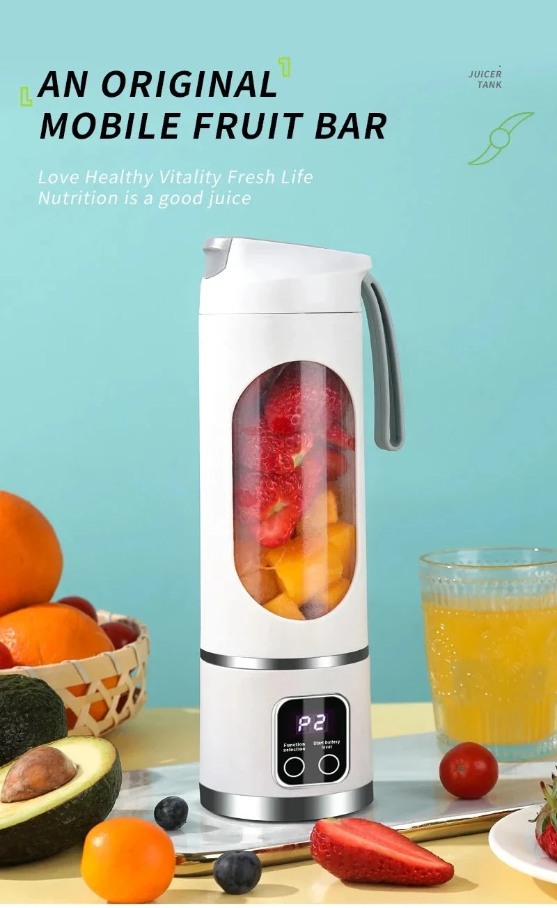 2025 New Household Charging MINI Crushed Ice Electric Juicer Powerful Motor 450ML Large Capacity Digital Display Juice Cup
