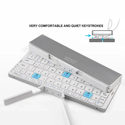 BOW Mini Folding Bluetooth Keyboard Wireless Keypad Support3 Devices With Stand Rechargeable Foldable Keyboard for Phone Tablet