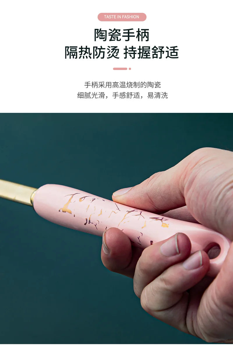 7pcs stainless steel spatula soup spoon kitchenware set cooking spatula kitchen supplies ceramic handle Nordic kitchen tools