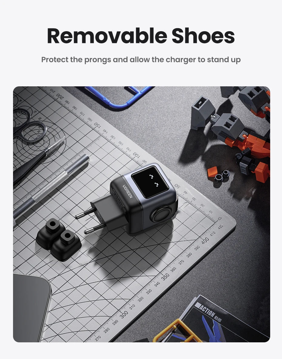 UGREEN 65W GaN Charger Uno Robot Design Quick Charge 4.0 3.0 PPS PD Fast Charger for iPhone 17 16 15 Pro Macbook  Laptop Tablet