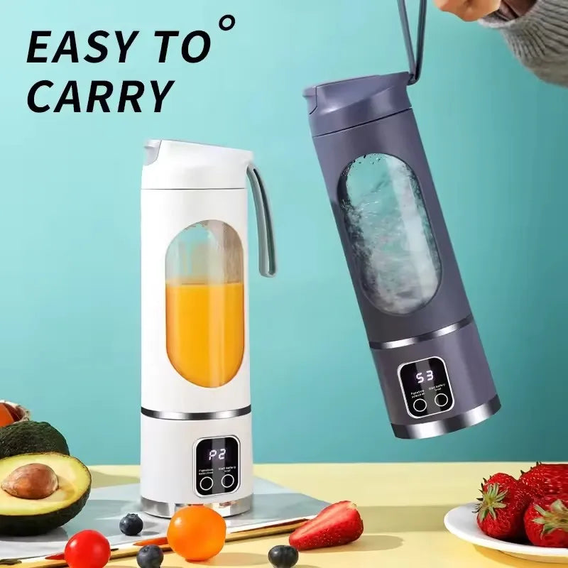 2025 New Household Charging MINI Crushed Ice Electric Juicer Powerful Motor 450ML Large Capacity Digital Display Juice Cup
