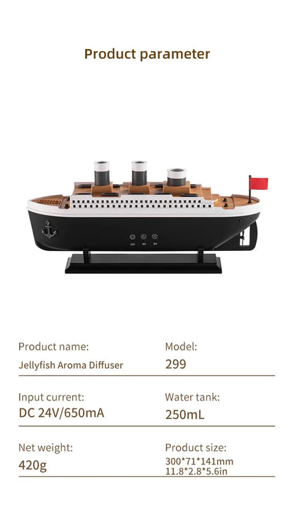 Titanic Ship Model Air Humidifier Remote Control Home 250ml Essential Oil Jellyfish Smoke Ring Spray Aroma Diffuser Humidifiers