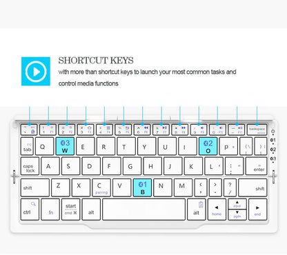 BOW Mini Folding Bluetooth Keyboard Wireless Keypad Support3 Devices With Stand Rechargeable Foldable Keyboard for Phone Tablet