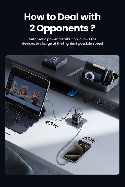 UGREEN 65W GaN Charger Uno Robot Design Quick Charge 4.0 3.0 PPS PD Fast Charger for iPhone 17 16 15 Pro Macbook  Laptop Tablet