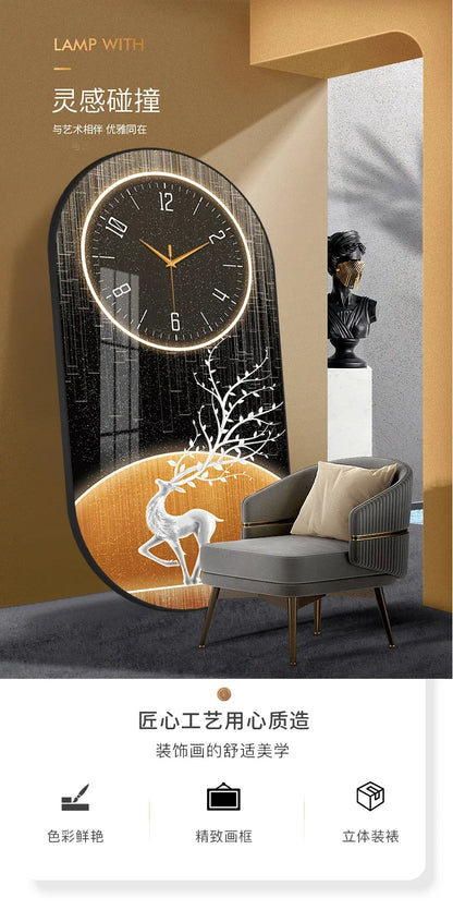 Nordic luxury Wall Clock Living Room Household Fashion Restaurant Decorative Painting Creative Wall Hanging Silent Clock